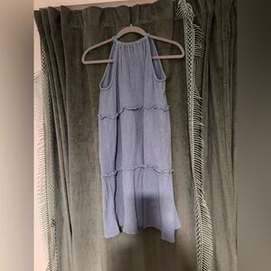 Elegant Sleeveless Blue Midi Dress